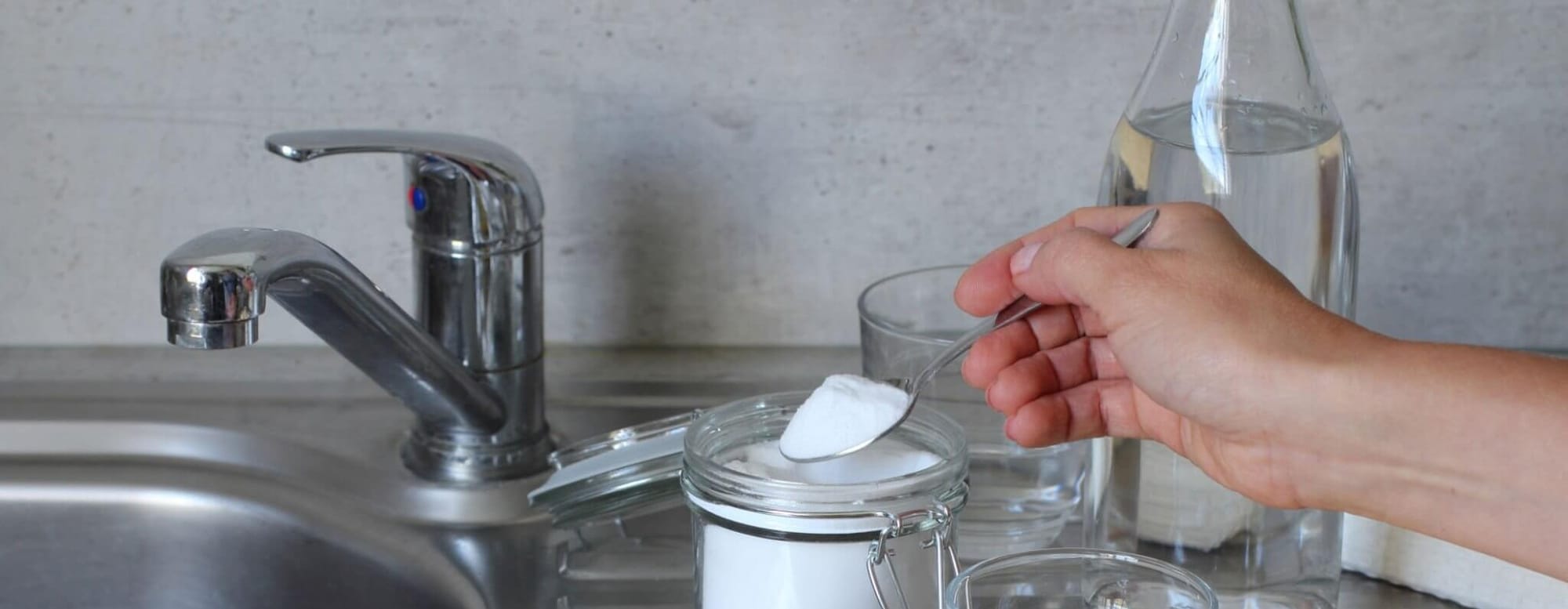 preparing baking soda cleaner