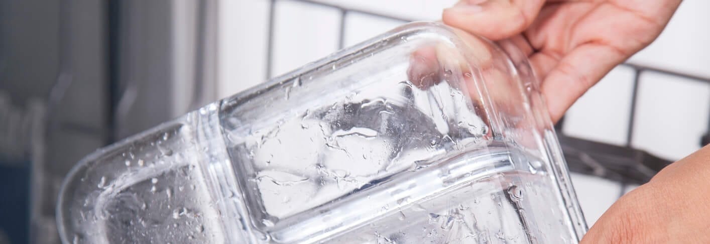 glass container in dishwasher